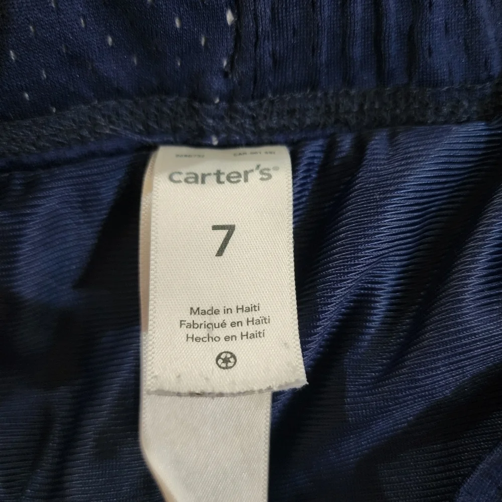 Carter's Navy Blue And White Stripe Mesh Shorts Size 7
